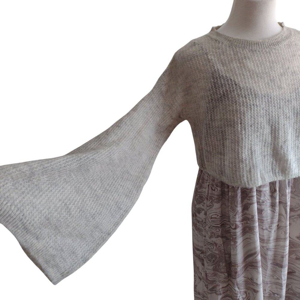Anthropologie 2 pc Sweater Dress S NEW Alpaca Wool Swirl Print Midi - Picture 4 of 14